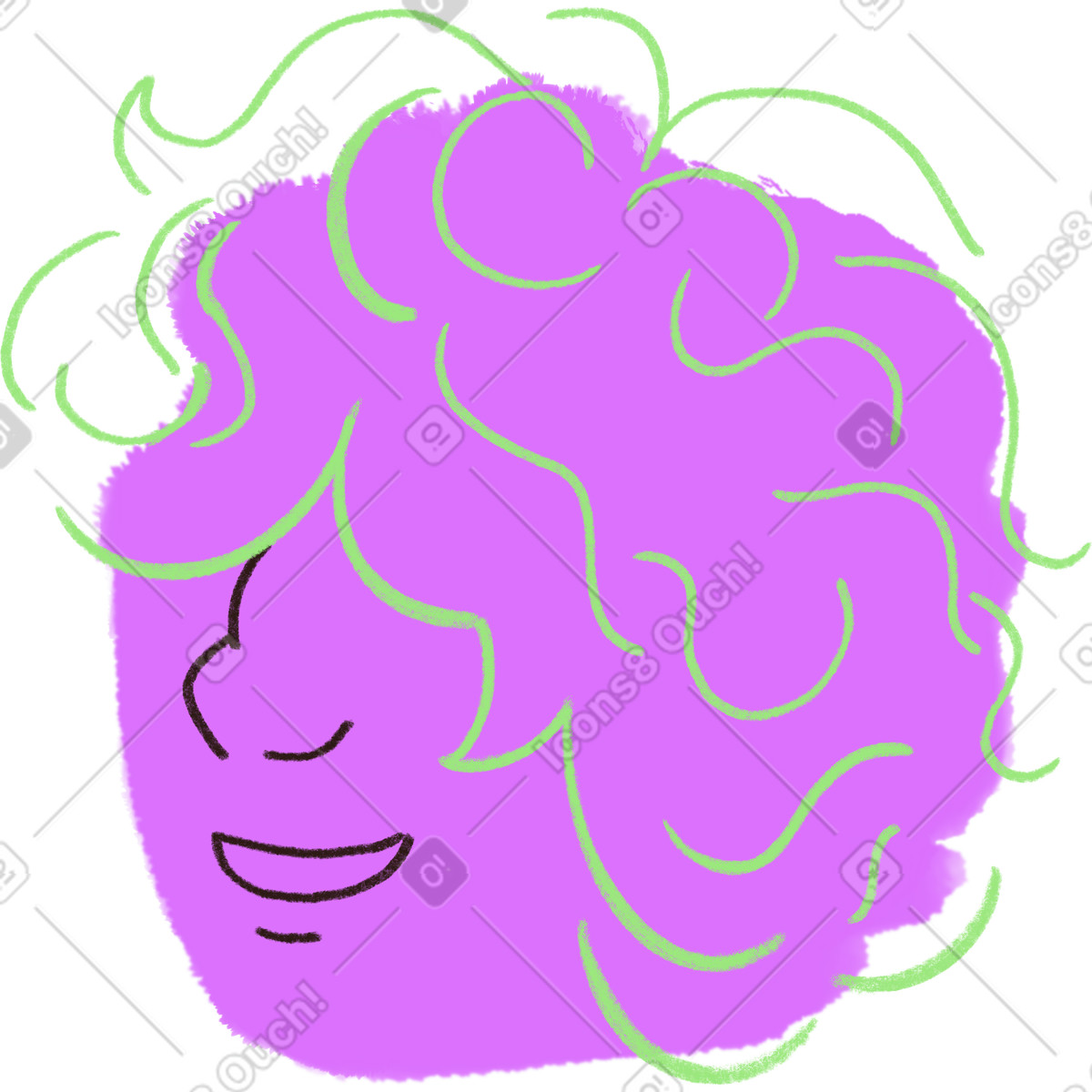 Young man with curly hair illustration in Blobby style download in PNG, SVG