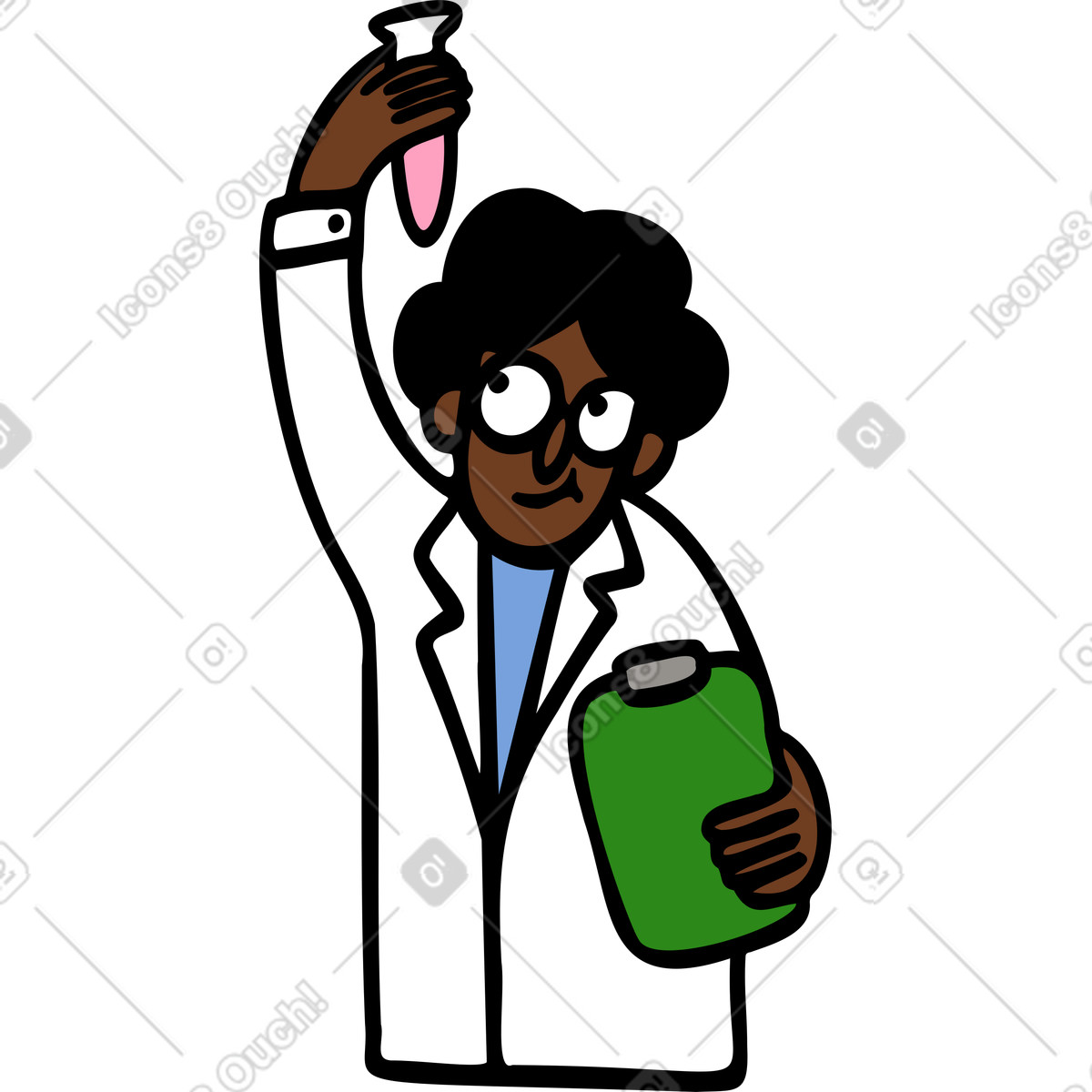 Scientist looking at test tube illustration in Comic style download in PNG, SVG
