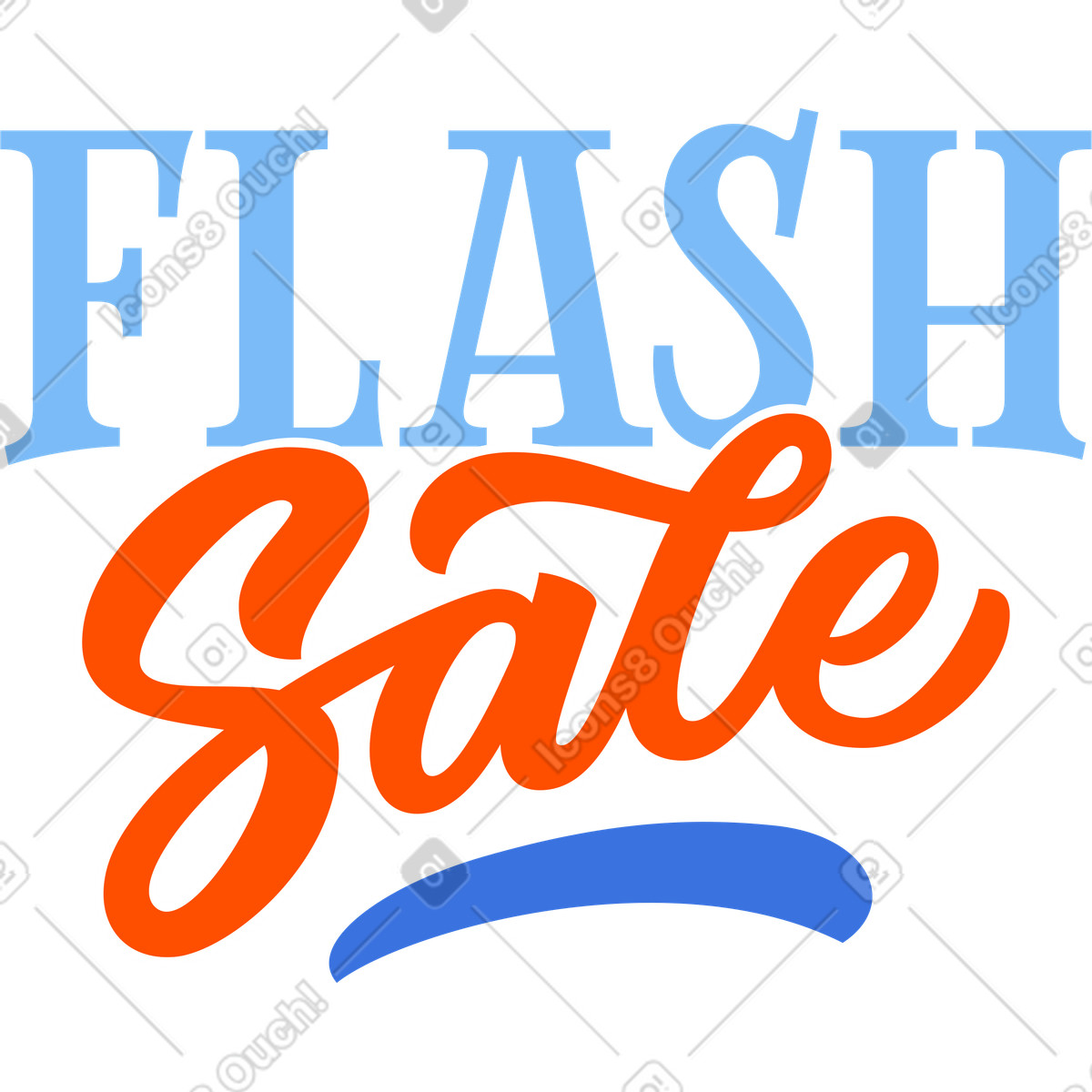 Ilustración Venta flash de letras con texto subrayado en estilo Lettering a descargar en PNG y SVG