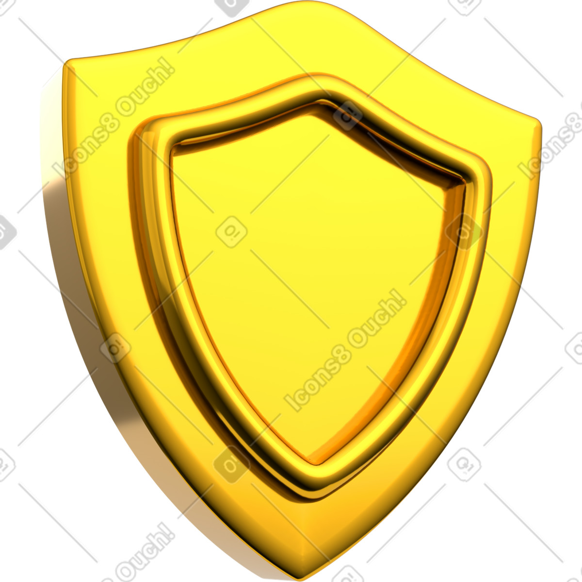 Gold cybersecurity shield, data security and protection illustration in 3D Grid style download in PNG, SVG