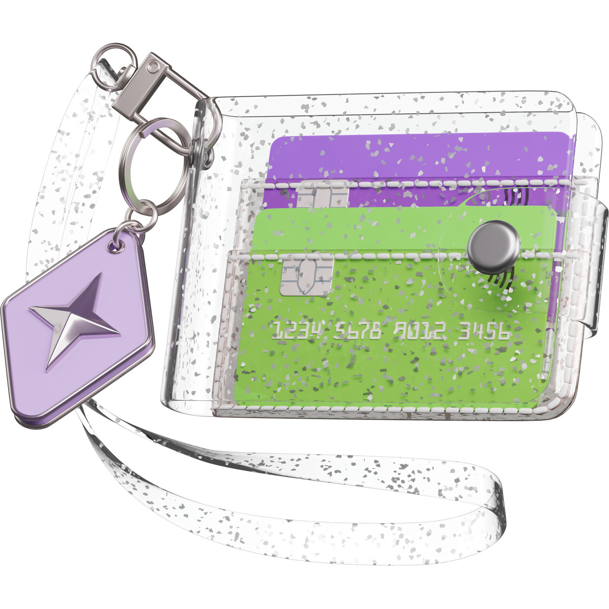 Wallet with credit cards and keychain animated illustration in GIF, Lottie (JSON), AE