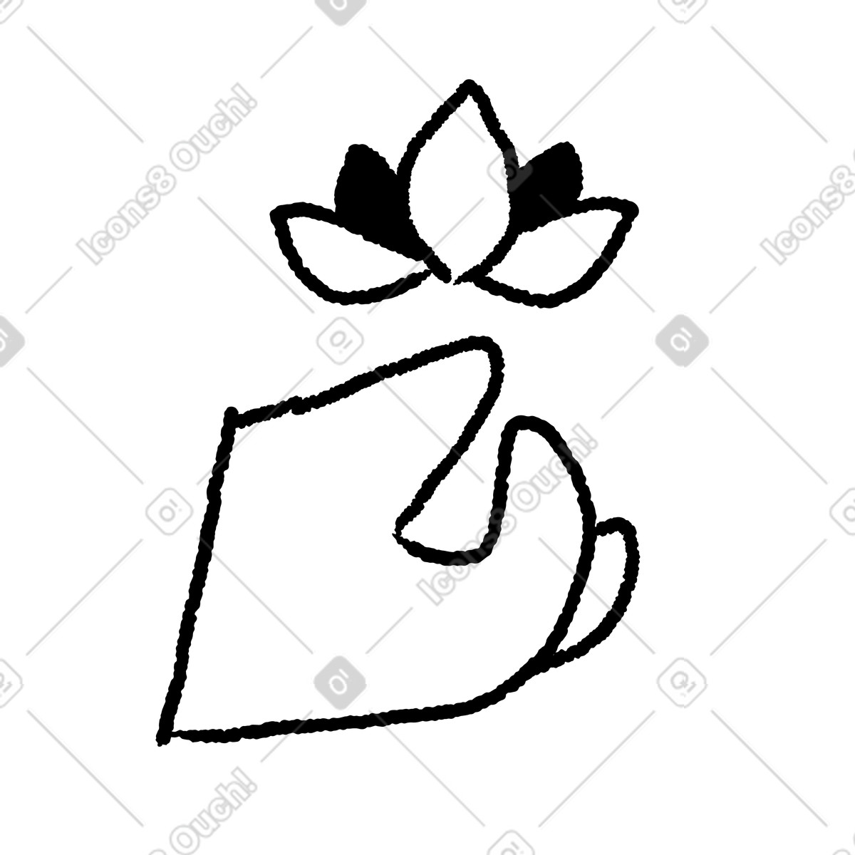 Hand holding lotus flower symbolizing mindfulness and inner peace illustrazione in stile Black Chalk scarica in PNG, SVG