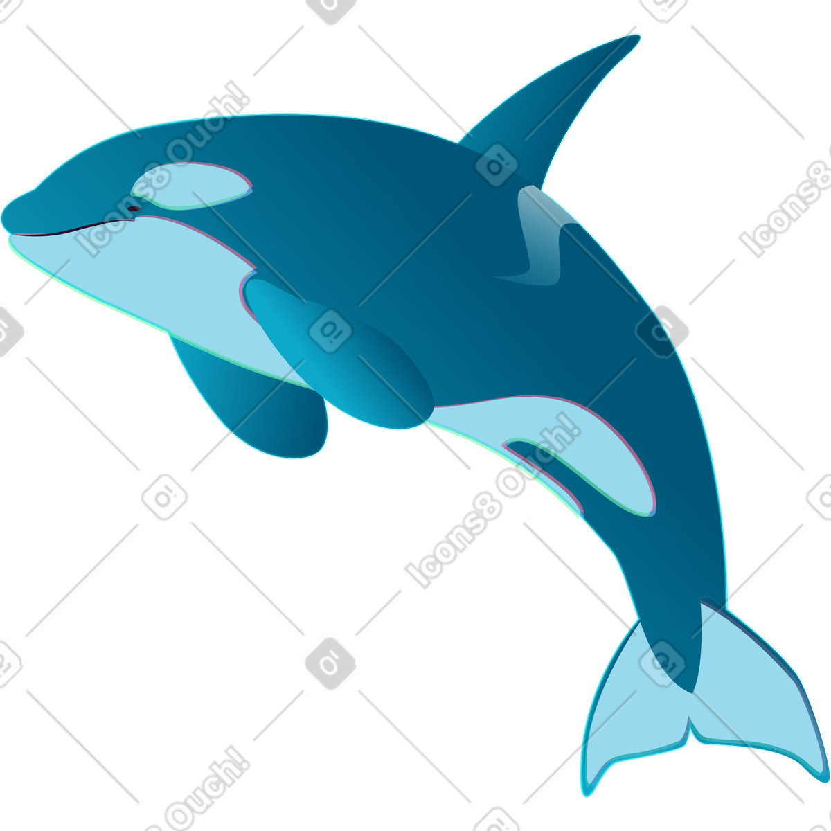 Springender orca-Illustration im Neon-Stil als Download in PNG, SVG