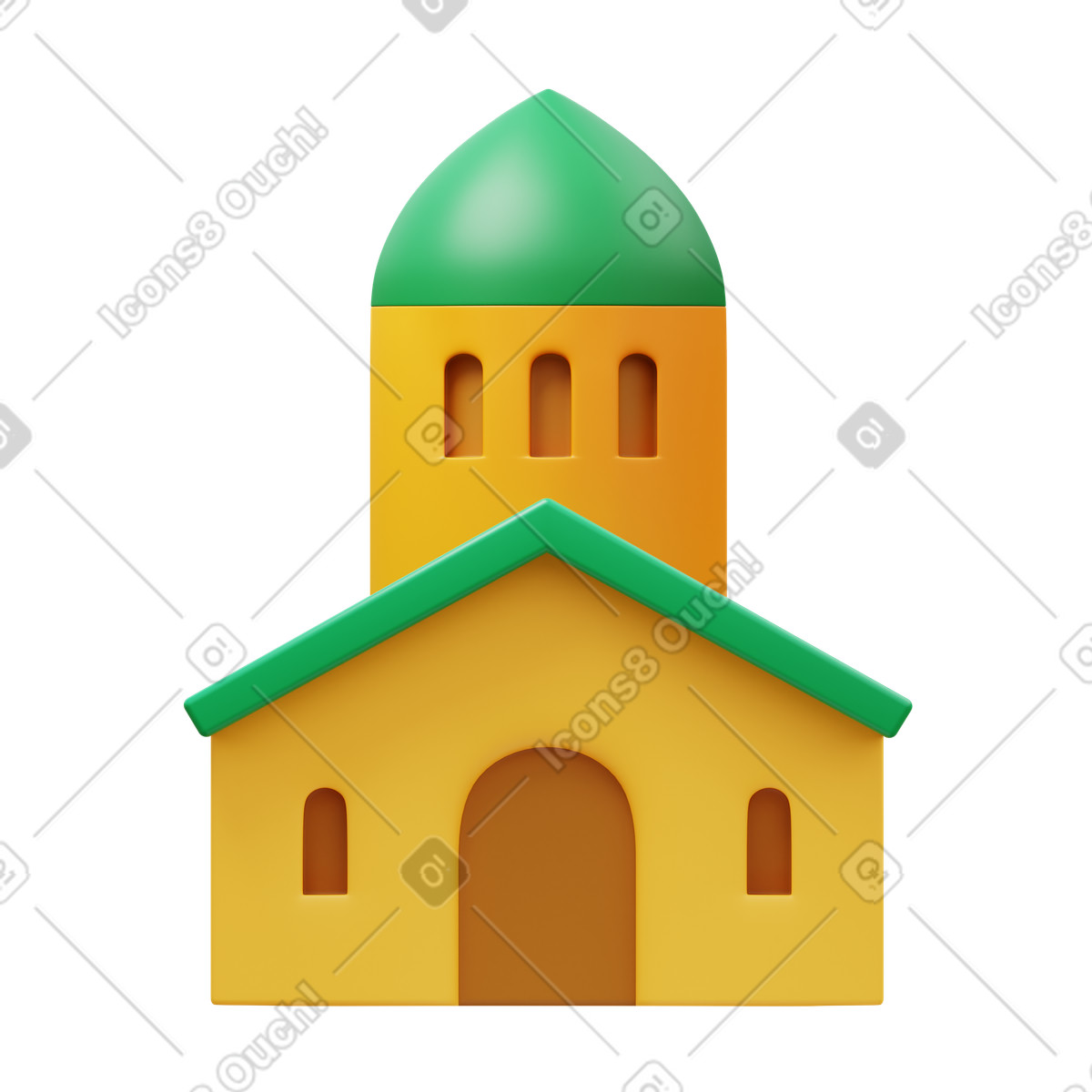 Chiesa cittadina illustrazione in stile 3D Fluency scarica in PNG, SVG
