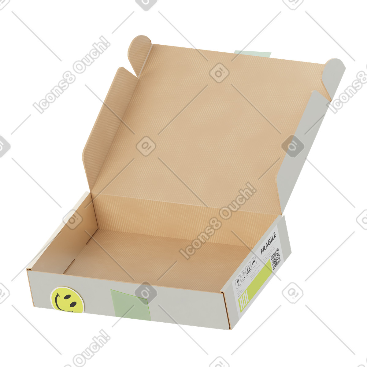 Ilustração de Caixa papelão aberta em no estilo 3D Modern para baixar em PNG, SVG