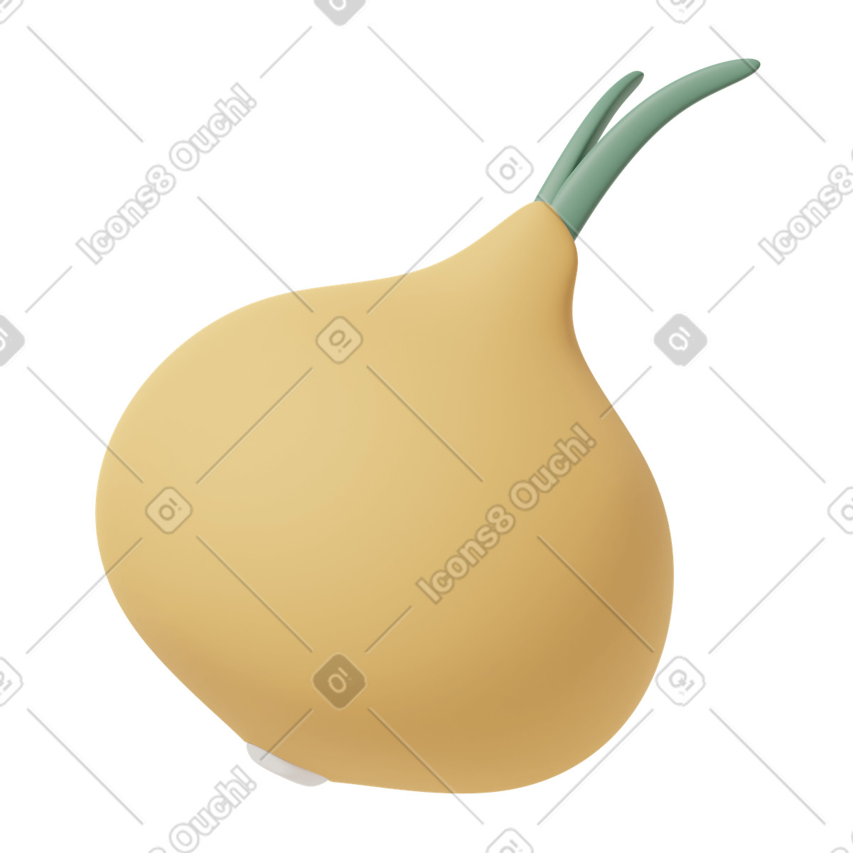 Ilustración Yellow onion en estilo 3D Casual life a descargar en PNG y SVG