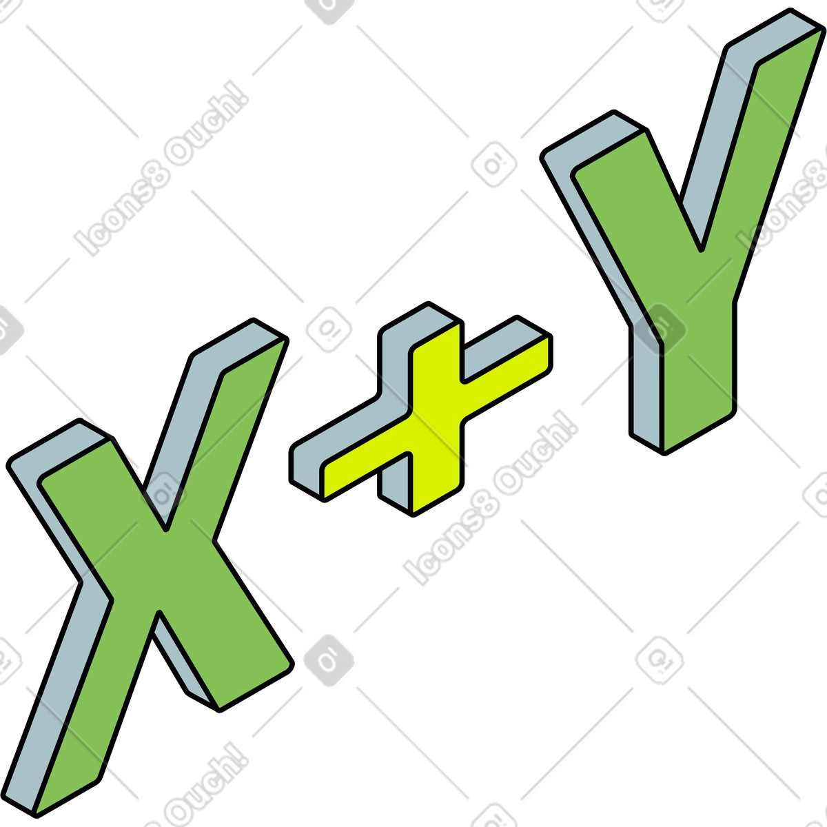Formula x più y illustrazione in stile Isometric scarica in PNG, SVG