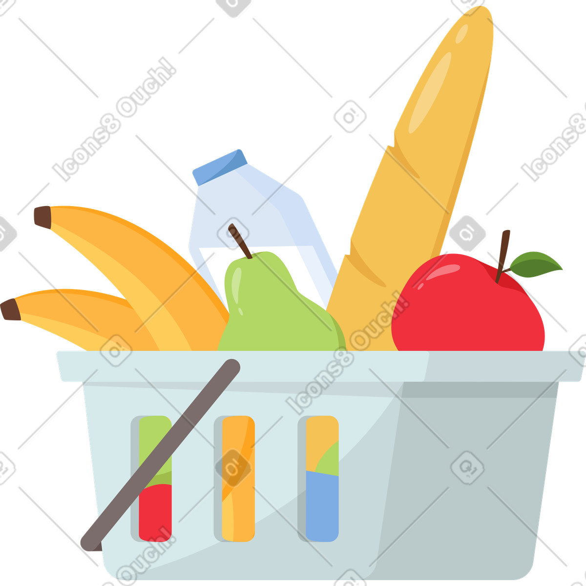 Basket with vegetables illustration in Lagom style download in PNG, SVG