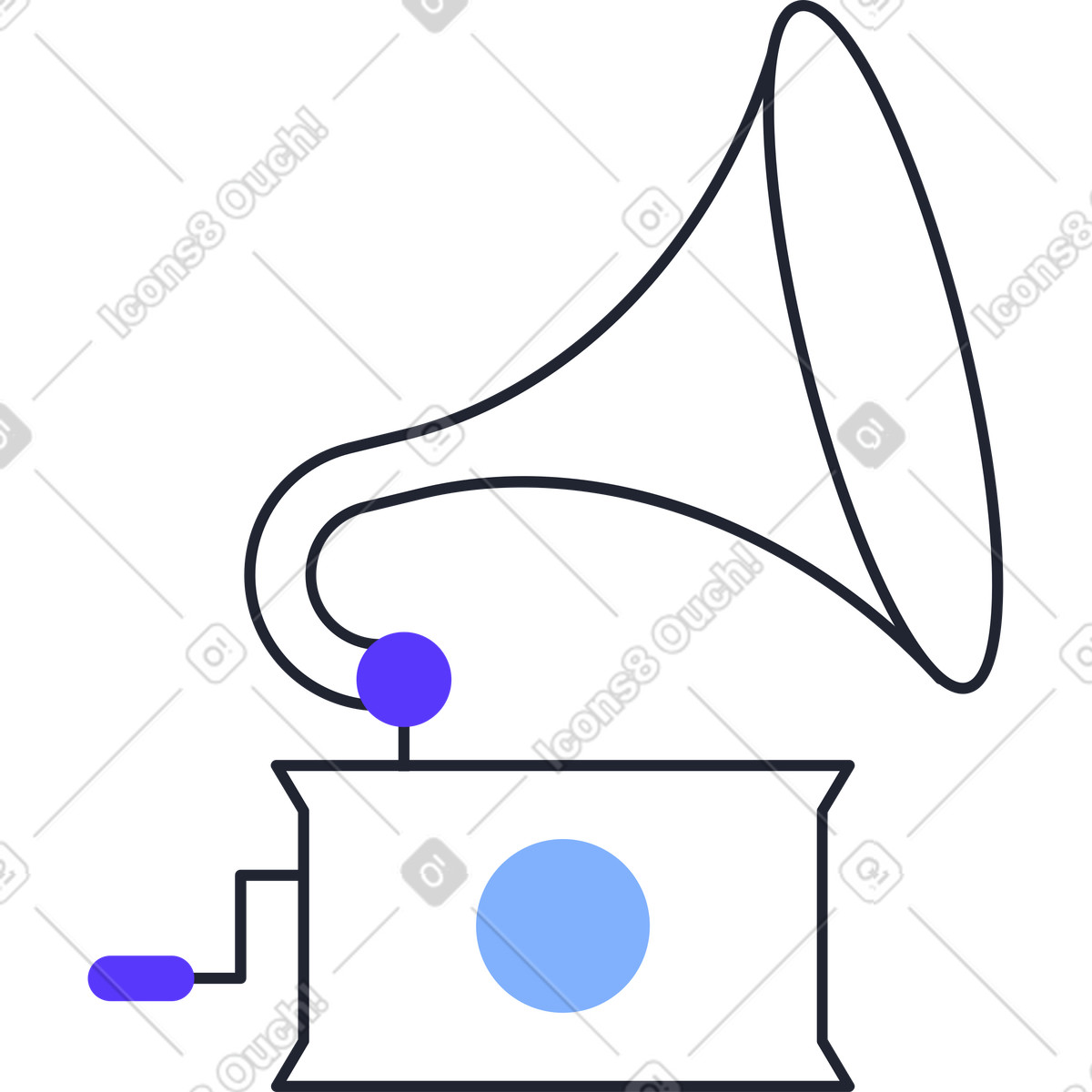 Gramophone illustration in Pablita style download in PNG, SVG