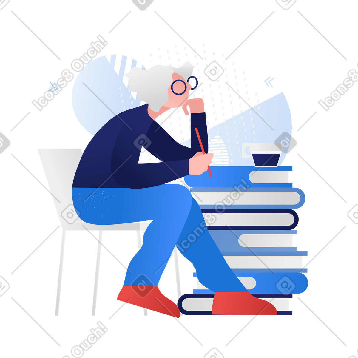 In gedanken verloren-Illustration im Clip-Stil als Download PNG, SVG