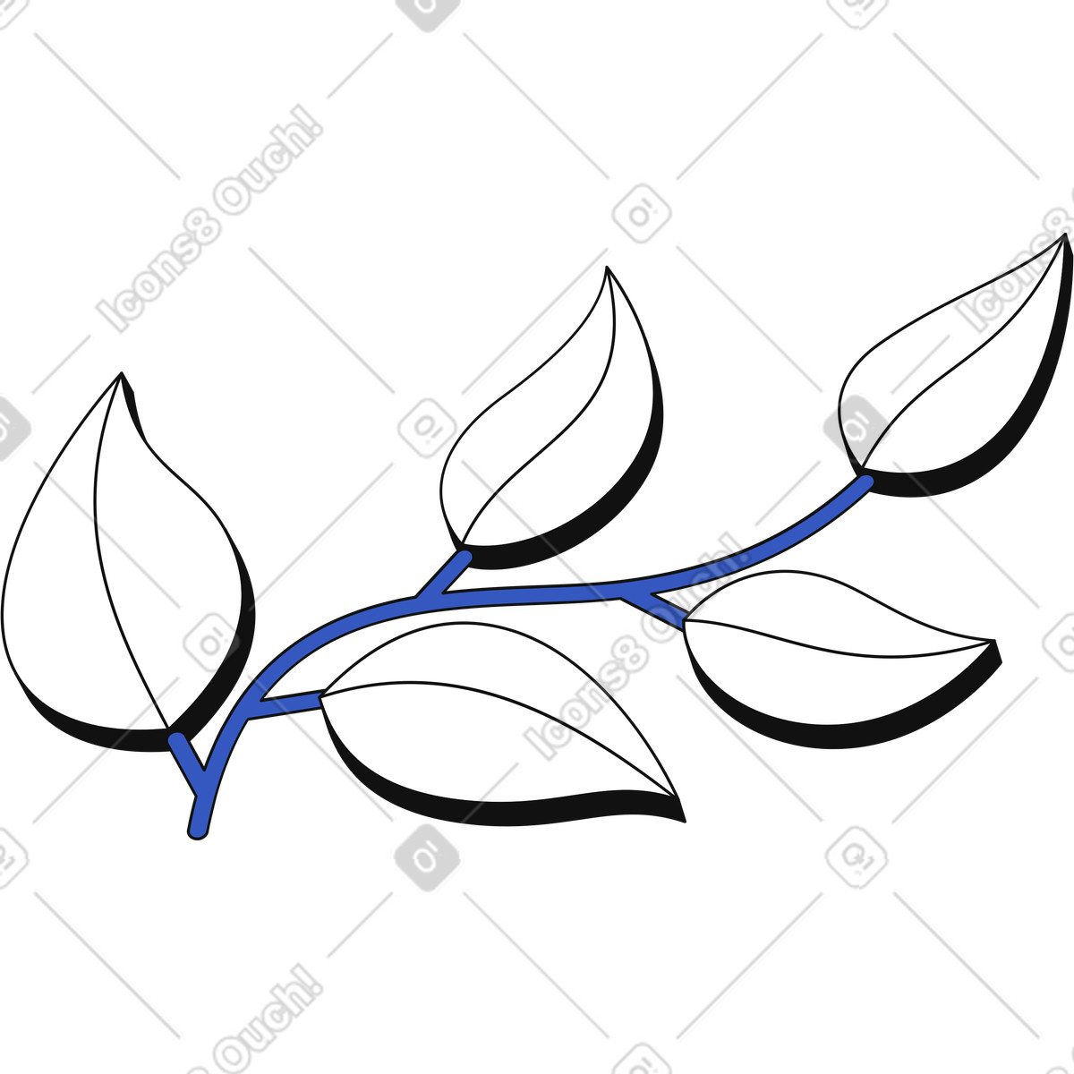 Ilustración Ramita con hojas en estilo Techny a descargar en PNG y SVG