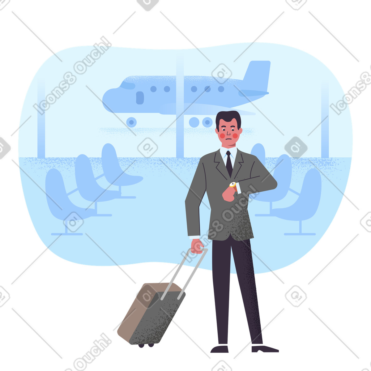 Flight delay illustration in Pale style download in PNG, SVG