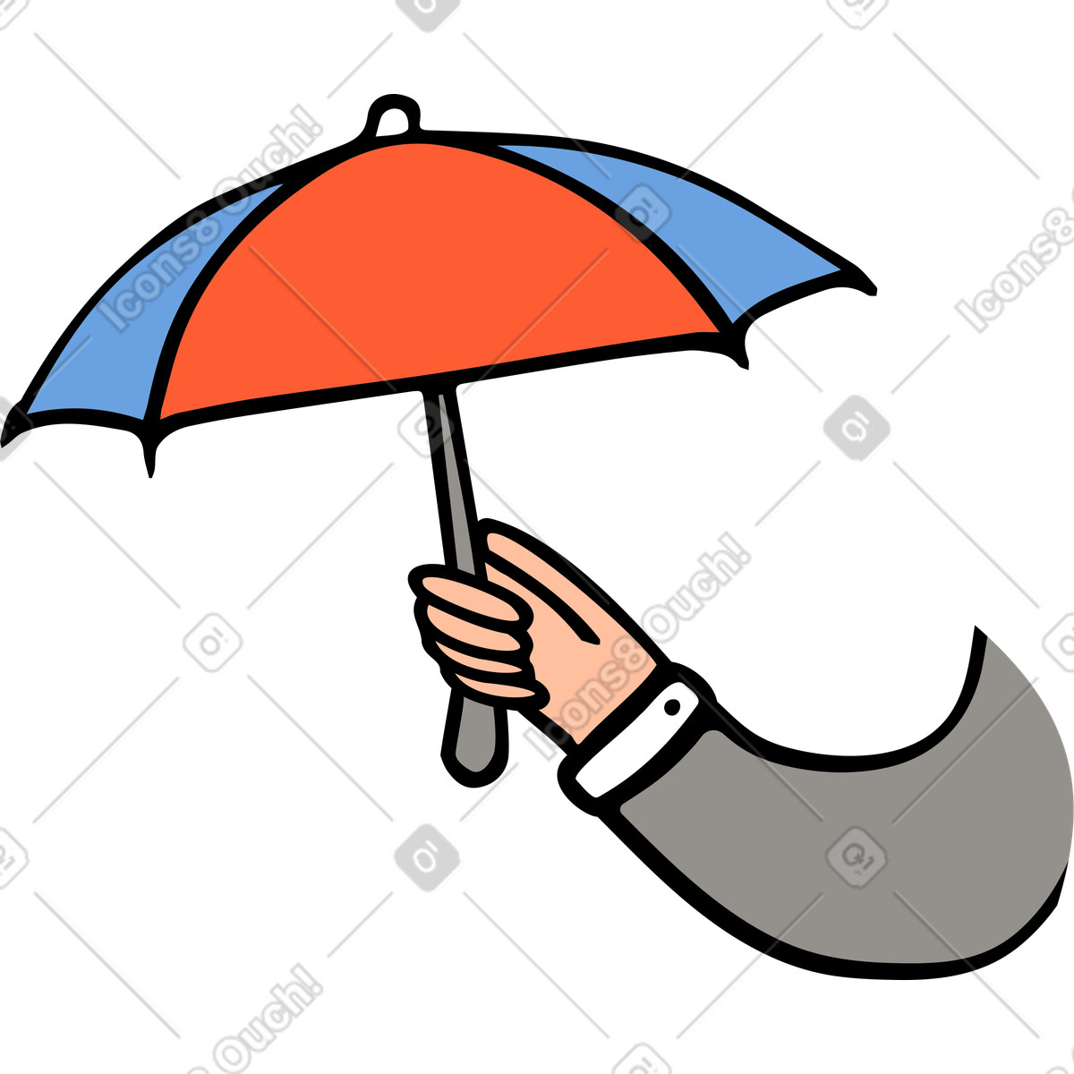 Hand mit regenschirm-Illustration im Comic-Stil als Download in PNG, SVG