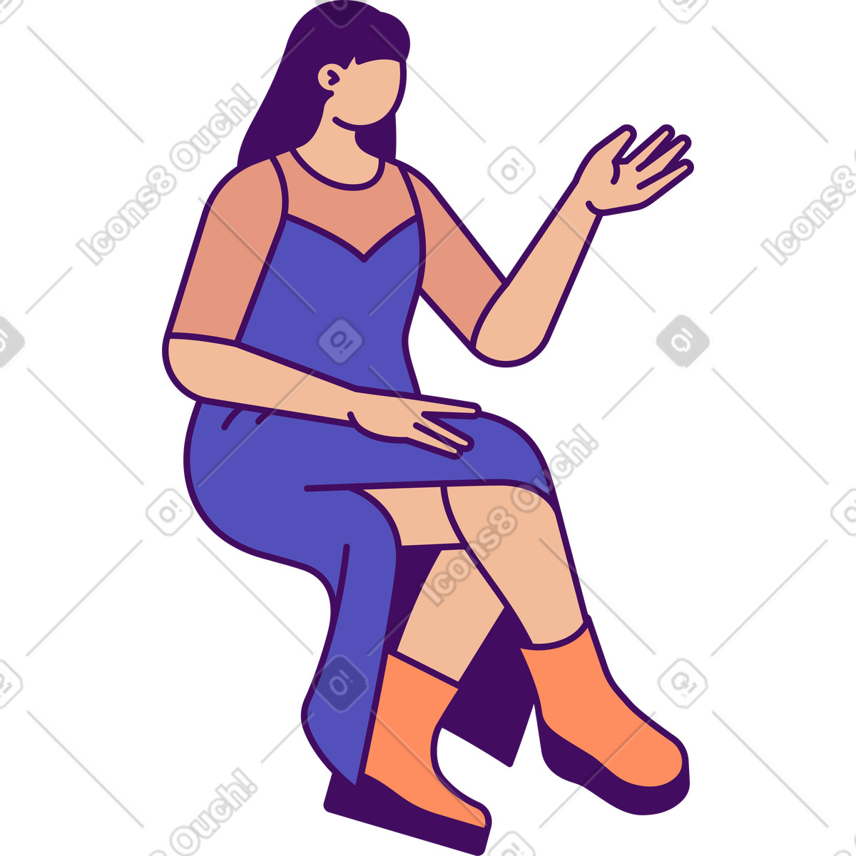 Seated woman illustration in Simplistic style download in PNG, SVG