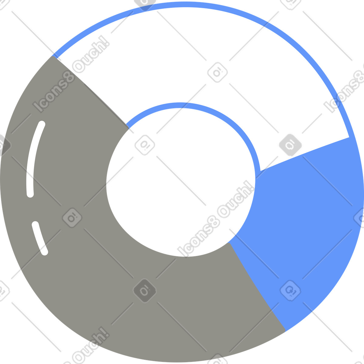 Donut chart illustration in Plain style download in PNG, SVG