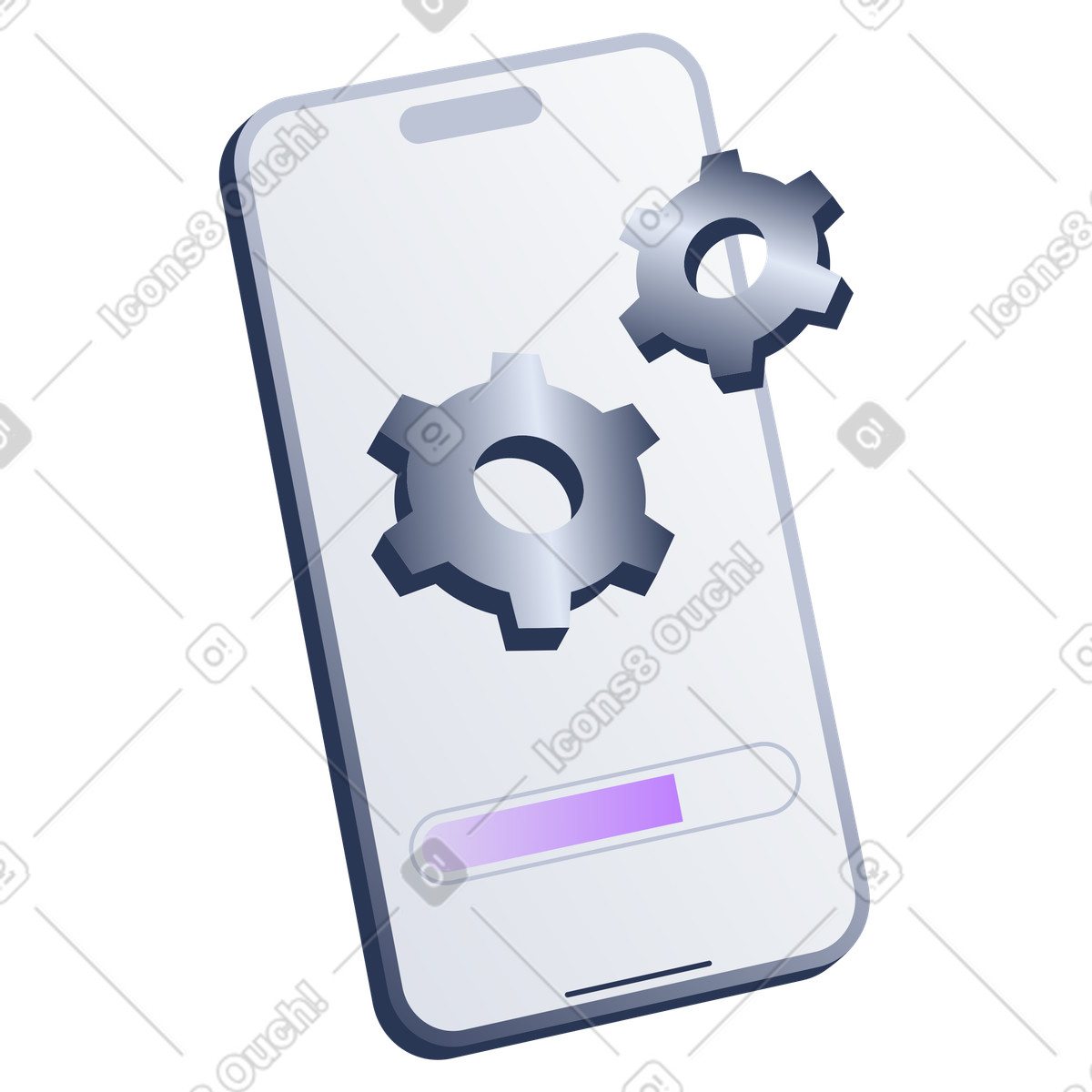 Einrichtungsprozess der mobilen app, smartphone-konfiguration und -einstellungen, app-installation ladebildschirm-Illustration im Lucent-Stil als Download in PNG, SVG