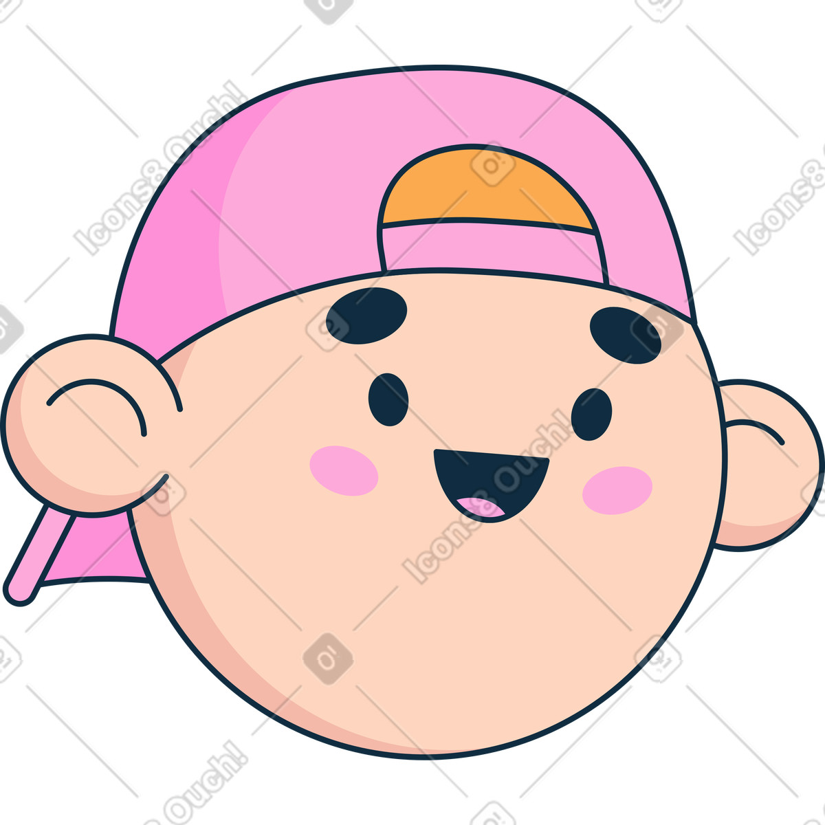 Head of a teenager in cap illustrazione stile Bubble gum scarica PNG, SVG