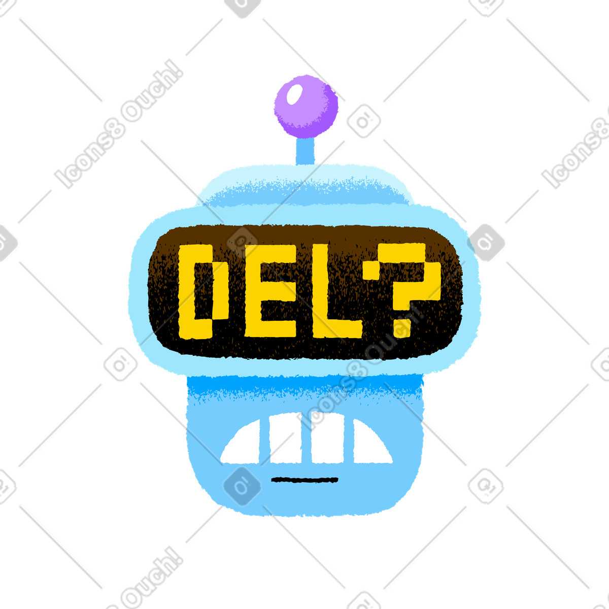 Robot asking to delete illustration in PNG, SVG