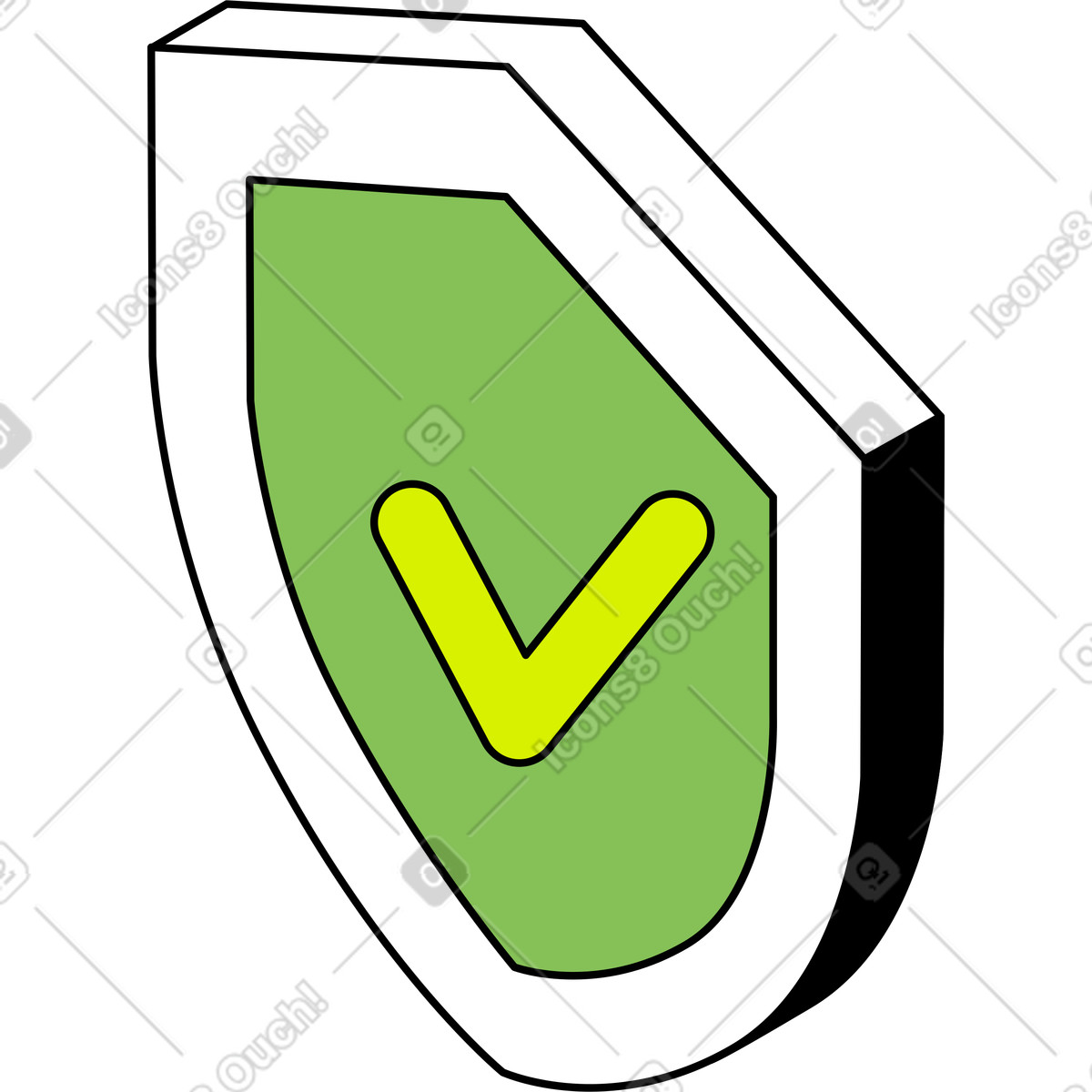 Ilustración Escudo con marca de verificación en estilo Isometric a descargar en PNG y SVG