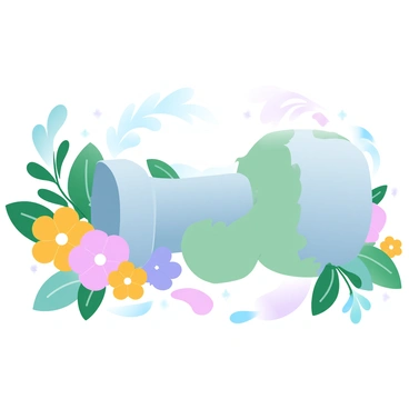 A toppled garden statue is lying on its side among a variety of colorful flowers. The statue, made of stone, is partially covered with soft green moss, blending with the natural surroundings. Surrounding the statue are vibrant flowers in shades of pink, yellow, and purple, with some petals scattered on the ground. Lush green leaves frame the scene, adding depth and richness to the garden setting. The sunlight casts gentle shadows, enhancing the tranquil atmosphere.