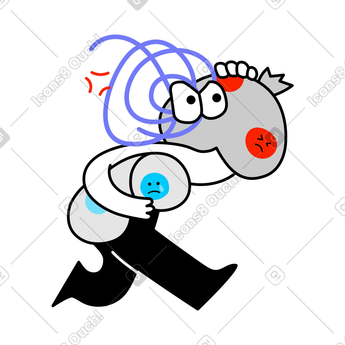 Charakter, der seine emotionen unterdrückt-Illustration im Giggle-Stil als Download in PNG, SVG