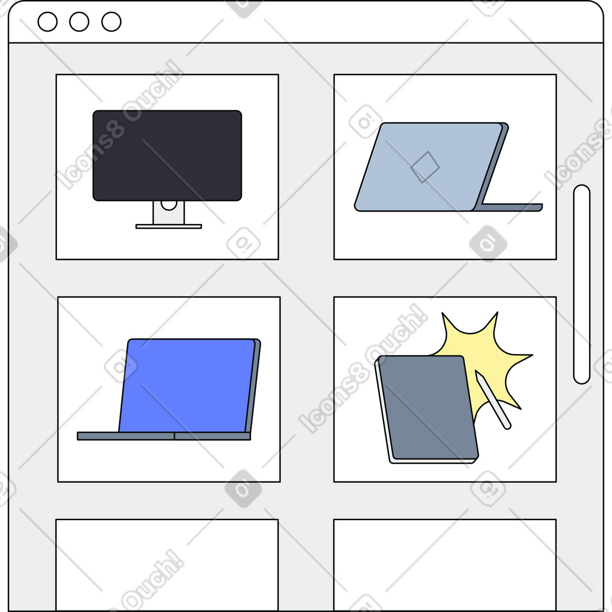 Online electronics store interface illustration in PNG, SVG