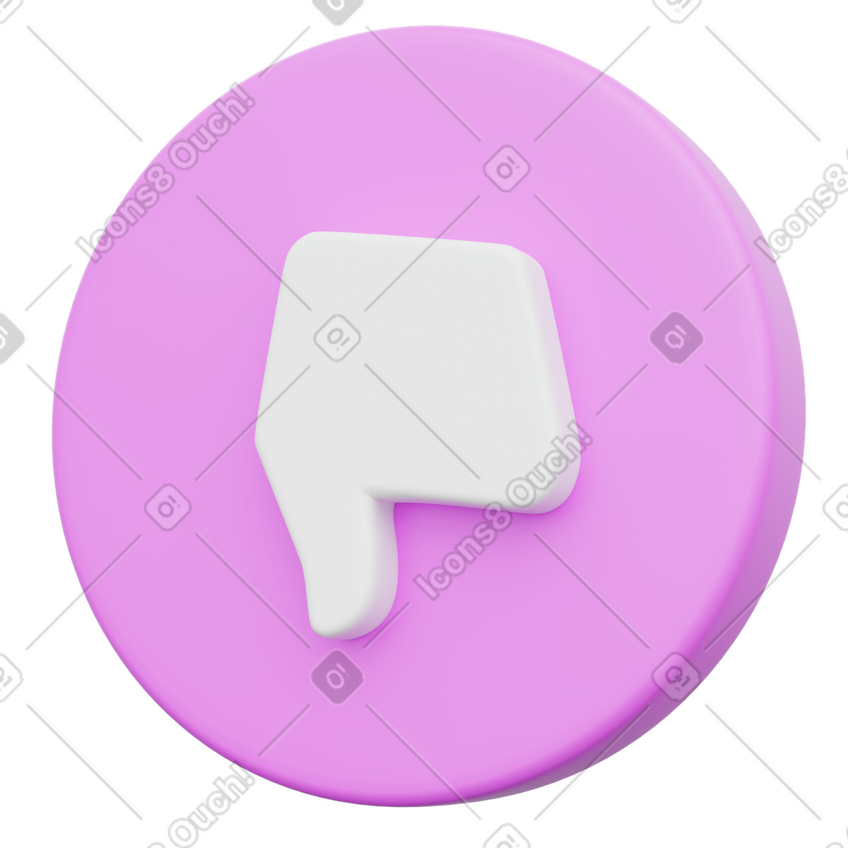 Pink negative feedback symbol for social media reaction button illustration in 3D Playful style download in PNG, SVG