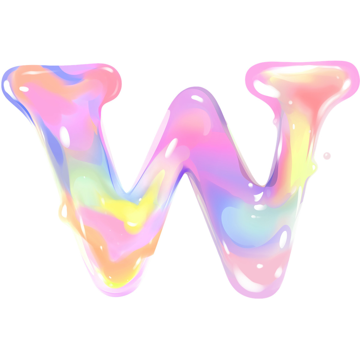 Ilustración Letra w en estilo Fluid a descargar en PNG y SVG