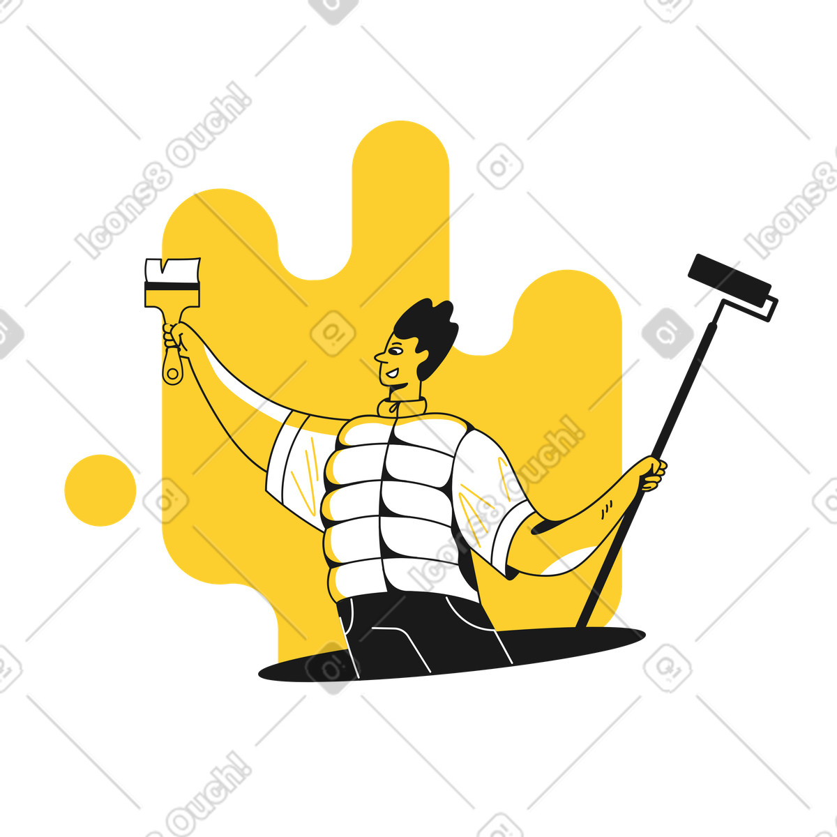 Ilustración Man paints a wall en estilo Taxi descargar en PNG y SVG