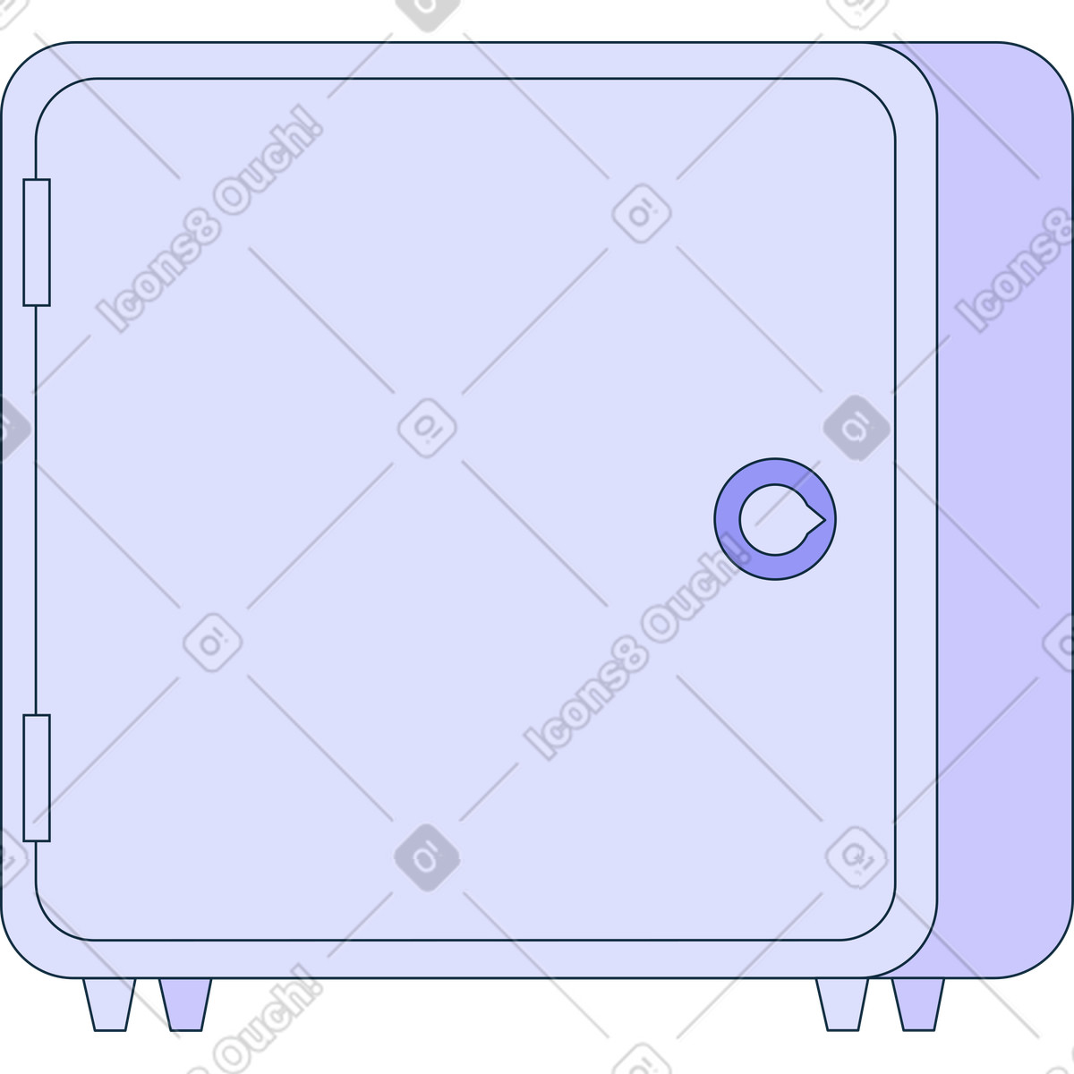 Ilustración Caja fuerte de hierro cerrada con dinero en estilo Bubble gum a descargar en PNG y SVG