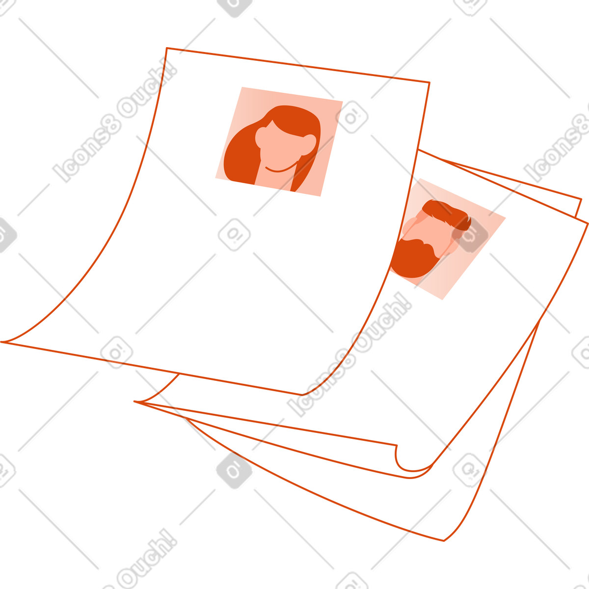 Ilustración Currículums de candidatos en estilo Orange a descargar en PNG y SVG