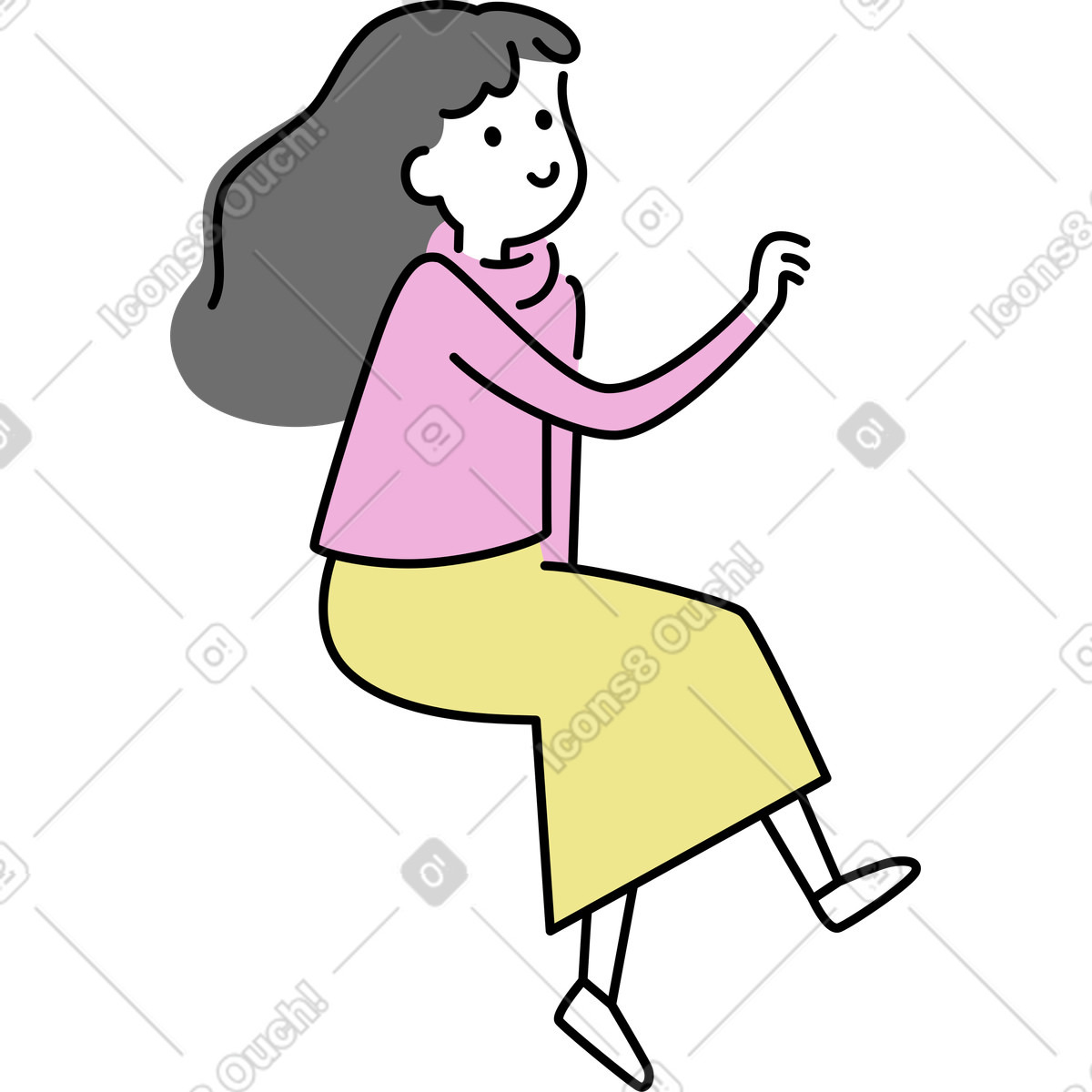 Ilustración Mujer sentada en estilo Mochi a descargar en PNG y SVG