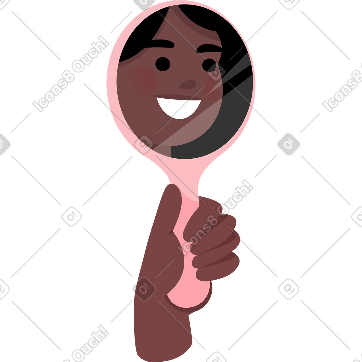 Lagom 스타일의 Mirror reflecting a woman's face 일러스트레이션 PNG, SVG 다운로드