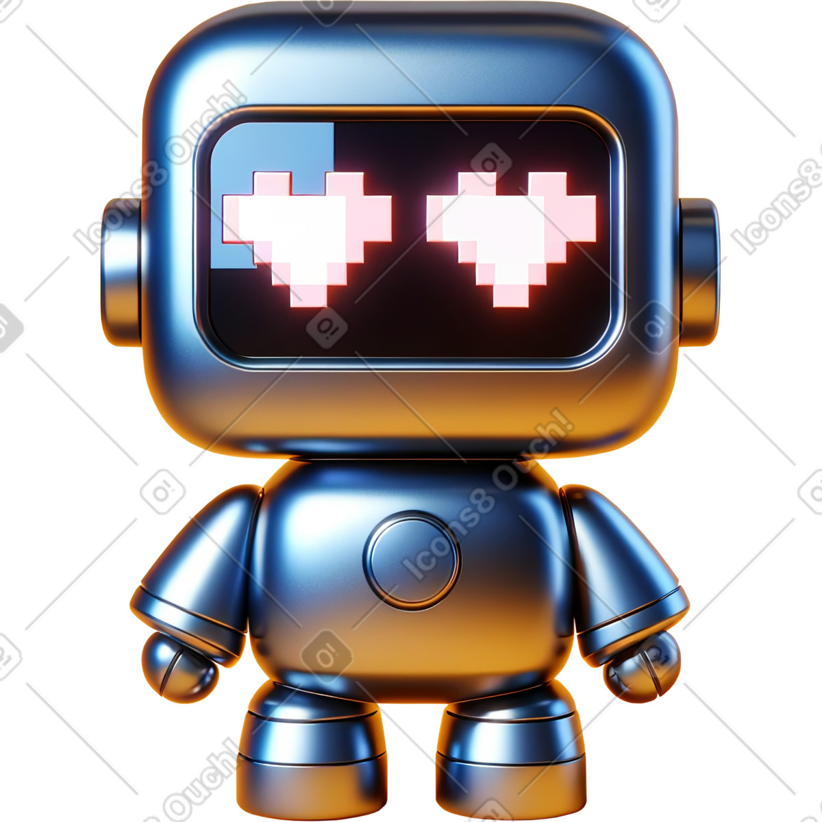 Robot con cuori di pixel illustrazione in stile 3D Mini scarica in PNG, SVG