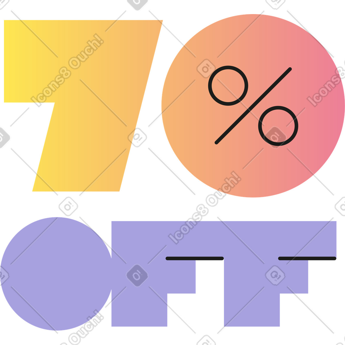Settanta per cento di sconto illustrazione in stile Marginalia scarica in PNG, SVG