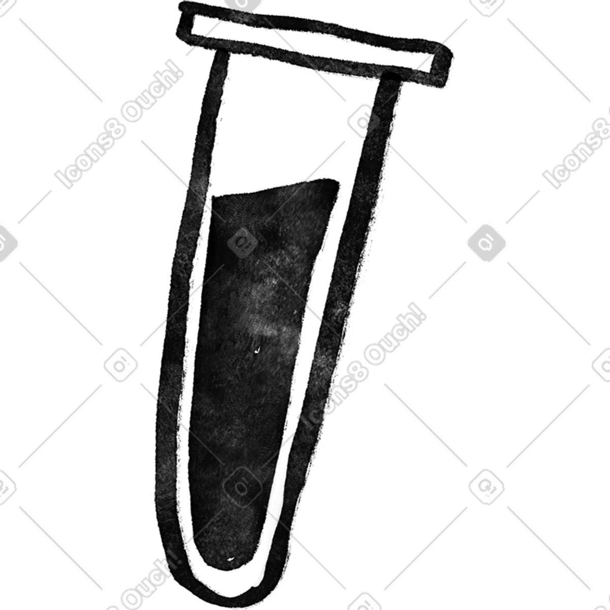 Ilustración Black test tube with liquid en estilo Inky a descargar en PNG y SVG