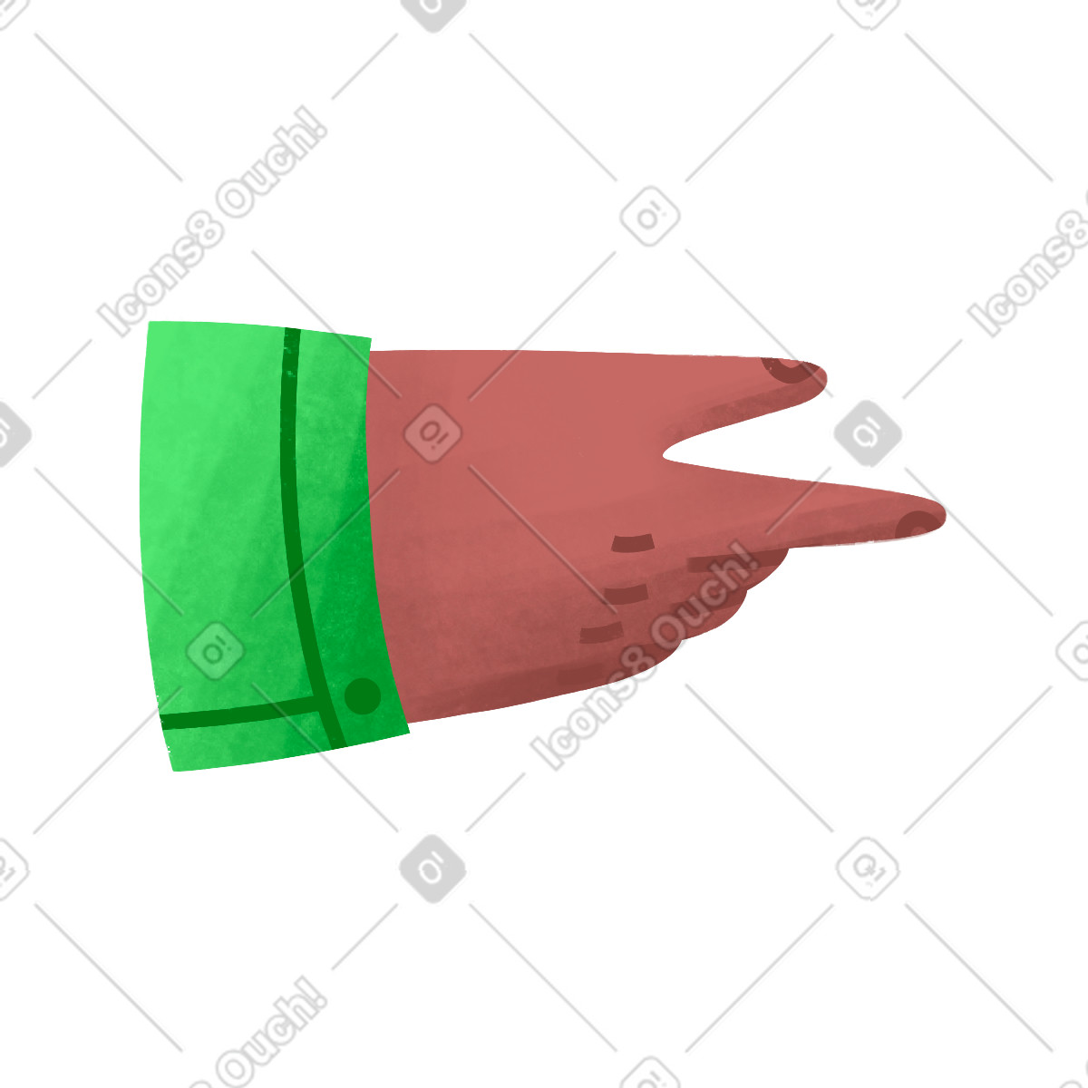 下载 Bonbon 风格的 Reaching hand gesture with green shirt cuff 插画，支持 PNG、SVG 格式