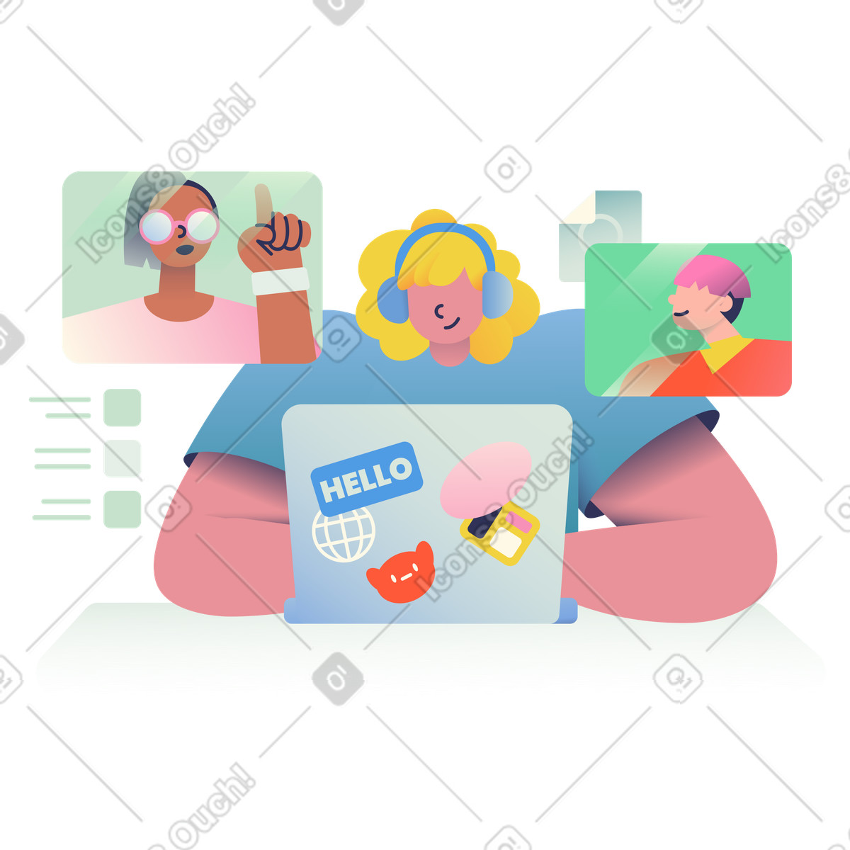 Ilustración animada Trabajo remoto desde casa en estilo Beam a descargar en GIF, Lottie (JSON), AE