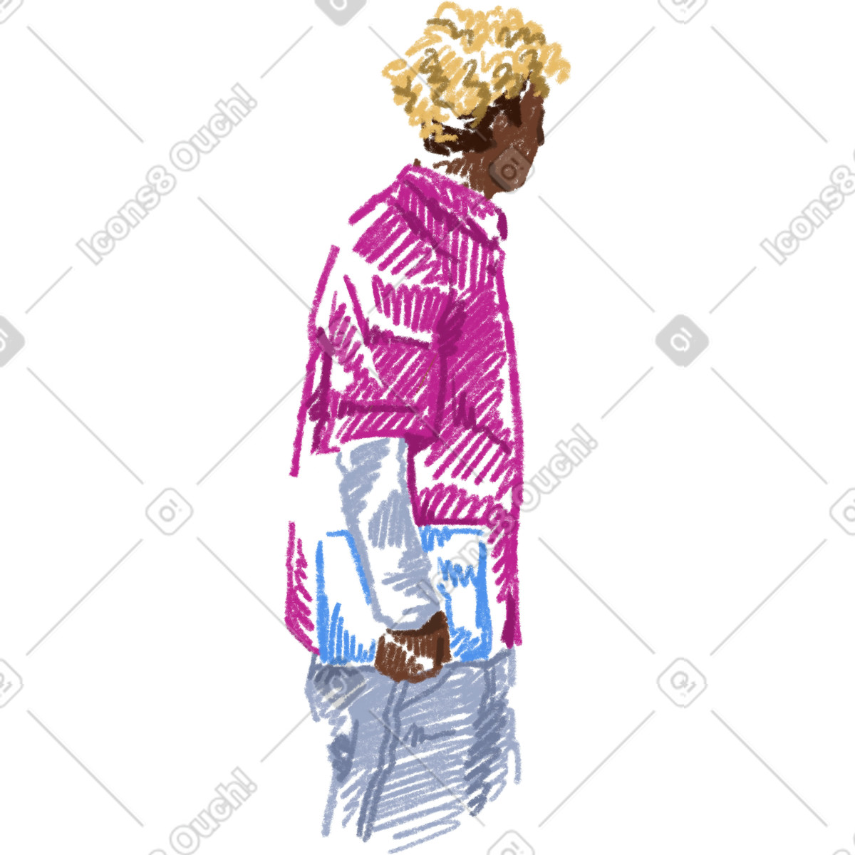 Ilustración Young man with a laptop en estilo Sketchbook descargar en PNG y SVG
