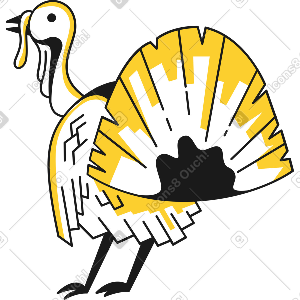 Tacchino illustrazione animata in stile Taxi scaricabile in GIF, Lottie (JSON), AE