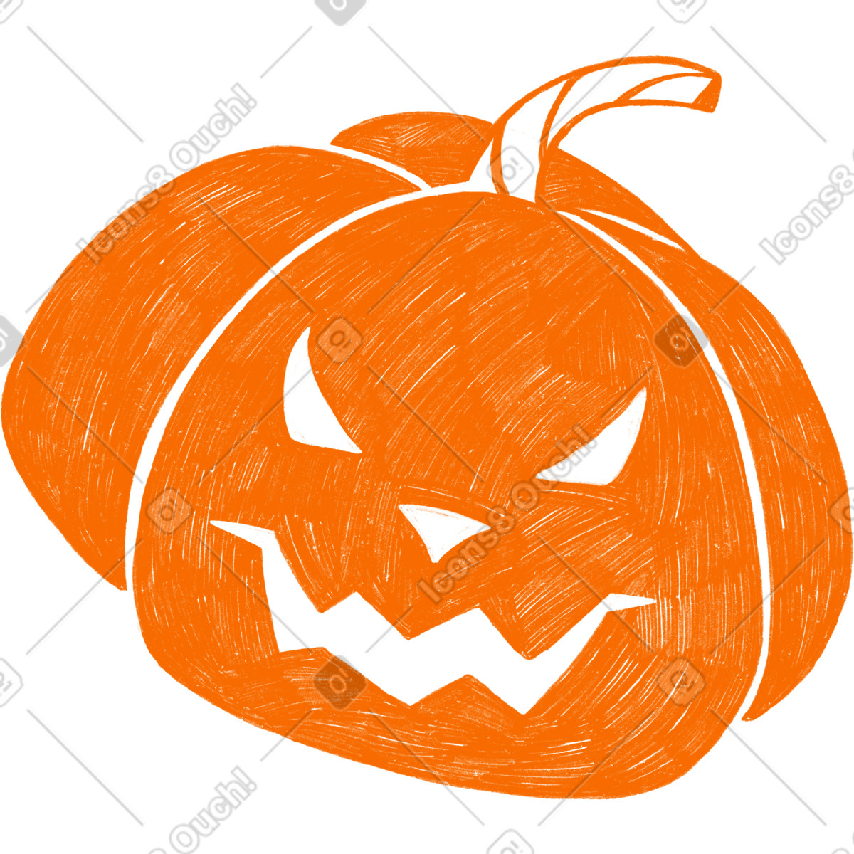 下载 Biro 风格的 Orange pumpkin with a wicked look for halloween 插画，支持 PNG、SVG 格式