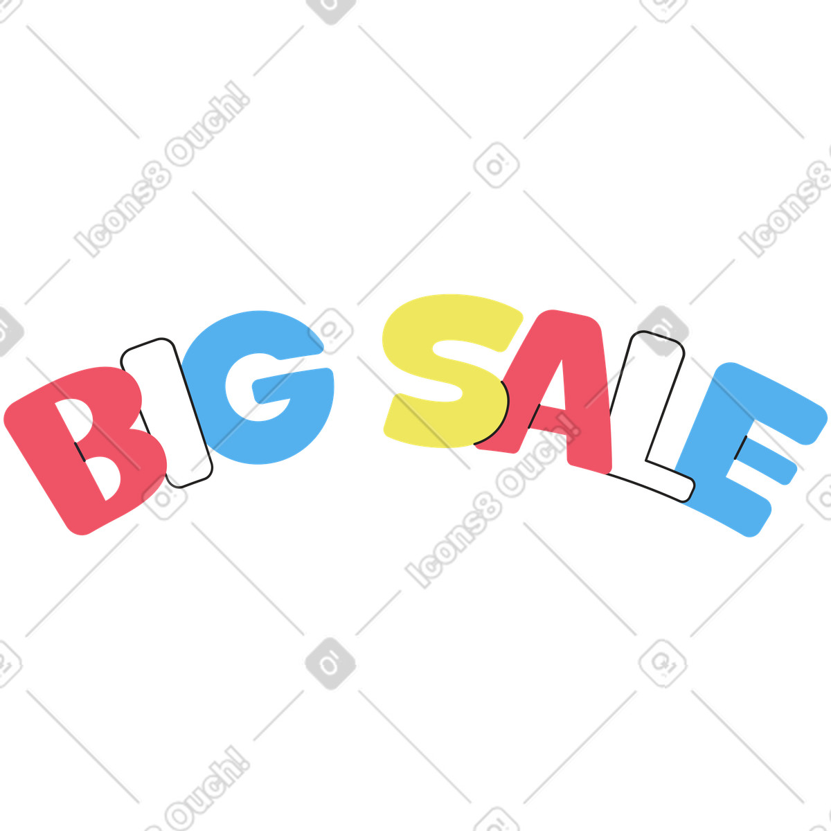 Illustration Lettrage texte grande vente dans le style Boba à télécharger aux formats PNG, SVG