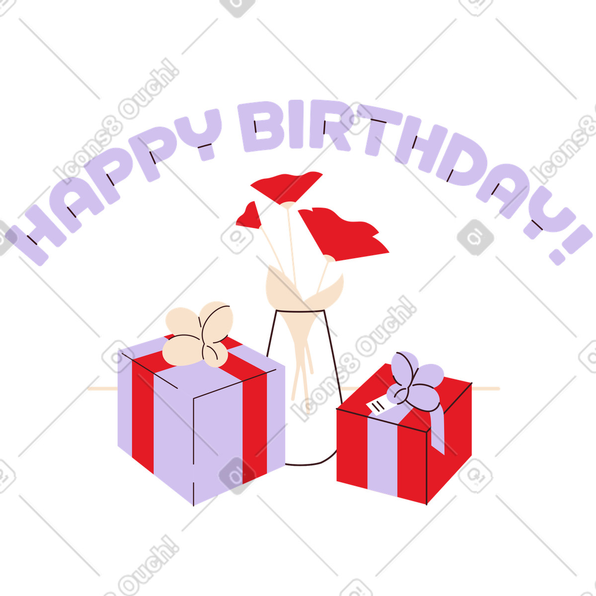 Ilustración Birthday celebration greeting, Festive lettering design en estilo Folks a descargar en PNG y SVG