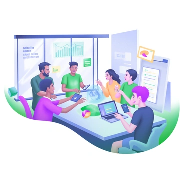 A modern office space is filled with young entrepreneurs gathered around a sleek, glass table. They are engaged in a brainstorming session, surrounded by various futuristic gadgets like a holographic display showing graphs and data, a smart whiteboard with notes and ideas written on it, and a laptop with a vibrant screen. The entrepreneurs, a diverse group of men and women, are animatedly discussing their ideas, some taking notes on digital tablets. The office is brightly lit with large windows, allowing natural light to flood the room. The walls are adorned with inspirational quotes in stylish typography.