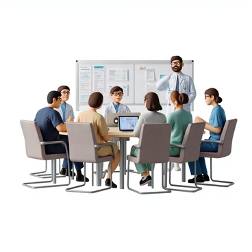 A multidisciplinary team meeting to discuss ECMO patient care strategies