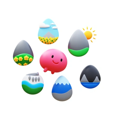 A little character resembling the amygdala going on an adventure to explore various emotions depicted as landscapes.