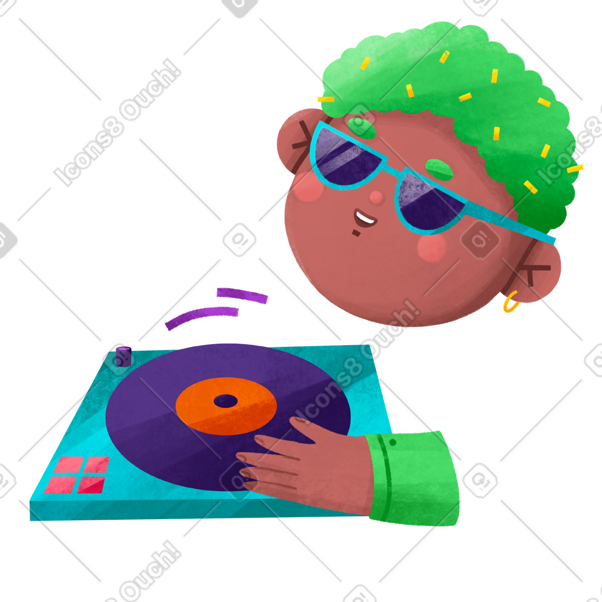 Bonbon スタイルの 音楽セットアップの背後にある dj のイラストをPNG、SVG形式でダウンロード