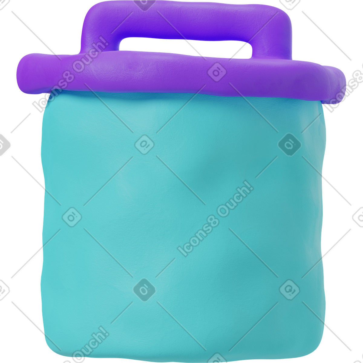 Cestino blu illustrazione in stile 3D Plastilina scarica in PNG, SVG