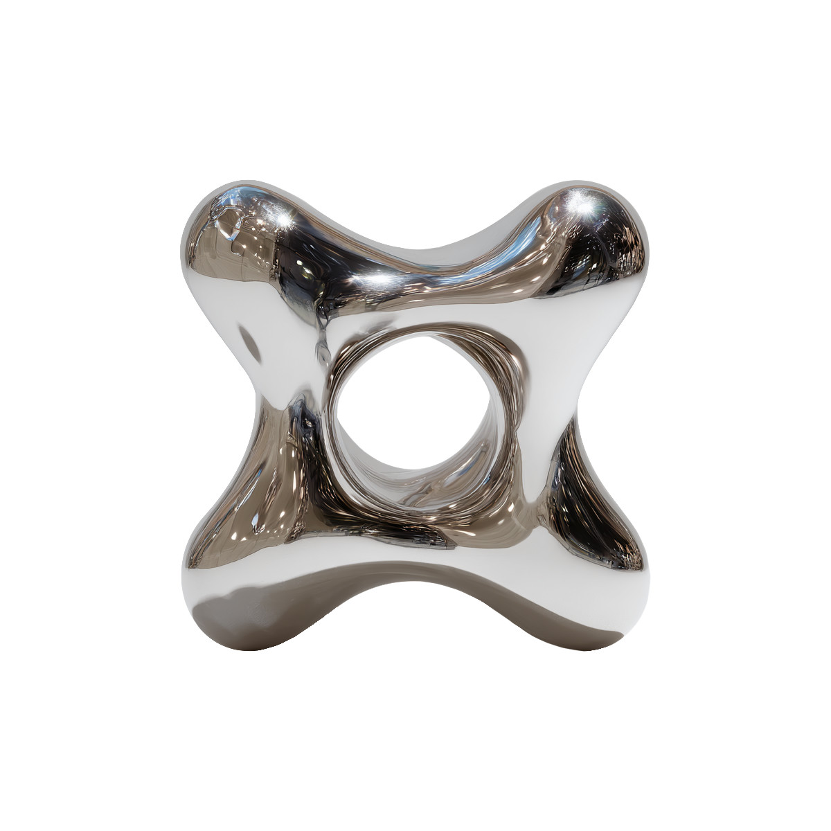 Ilustração de Ícone abstrato do chrome, objeto 3d de metal, estética tecnológica, recurso visual de ia, elemento de design em PNG e SVG