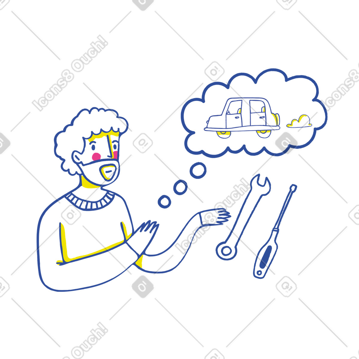 Mechanic with tools illustration clipart focused on car repair graphics and vector images